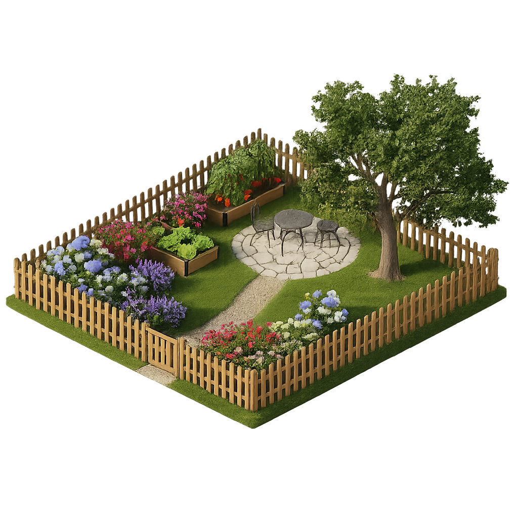 Isometric 3D garden design showcase